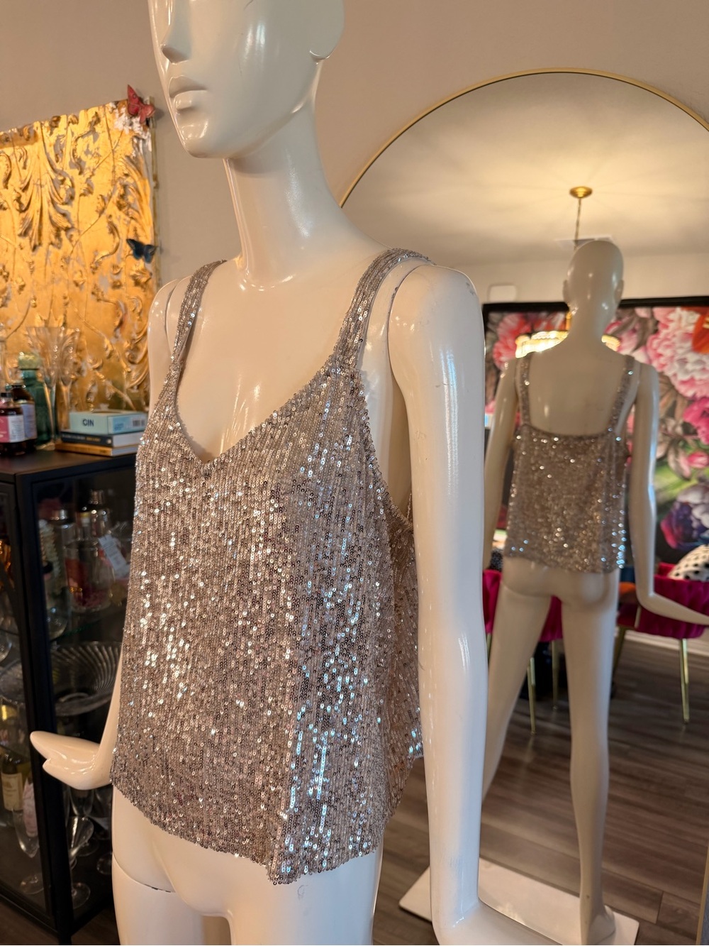 Altar'd State Sequin Tank - Iridescent Champagne
